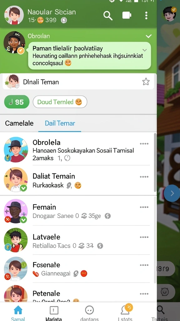 Fitur sosial untuk berinteraksi dengan pemain lain.