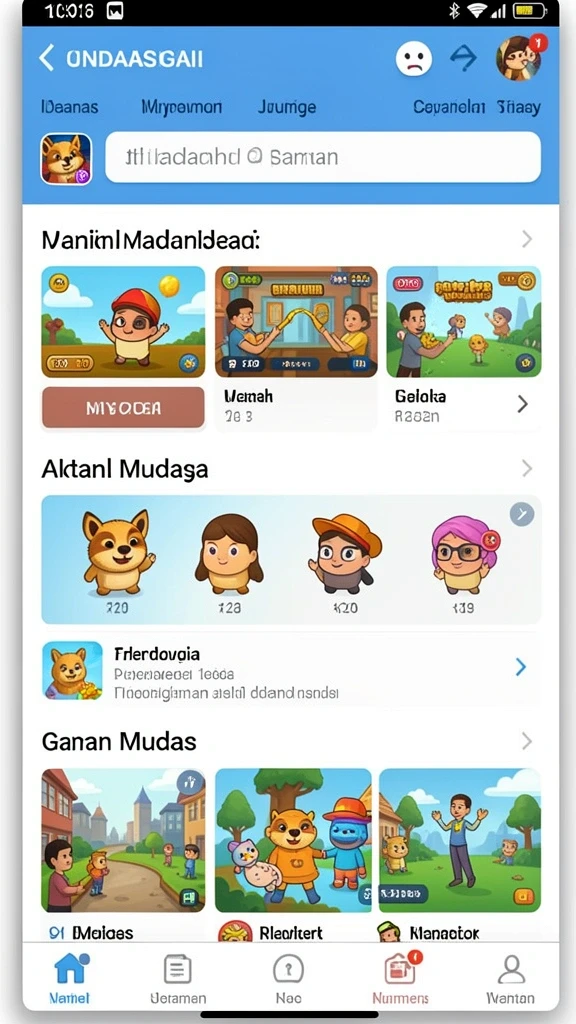 Tampilan menu utama WAJAN4D yang menarik.